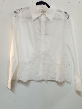 Women's White Lace Trim Blouse